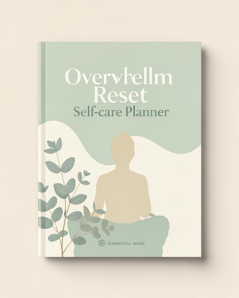 Overwhelm Reset Self-Care Planner and Tracker printable cover
